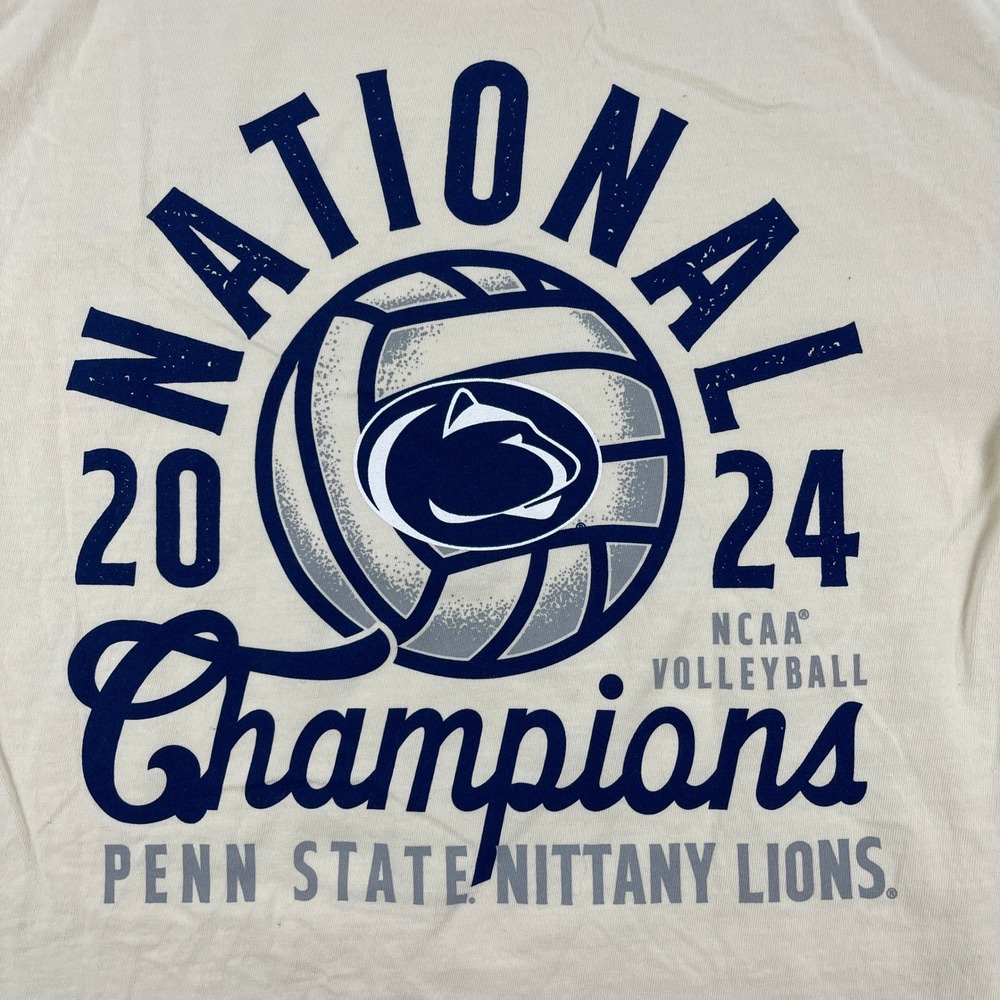 Penn State Comfort Colors Men M Cream T-Shirt 2024 Volleyball National Champions
